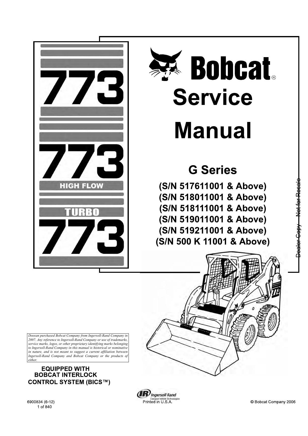 773 Loader Service Manual Bobcat